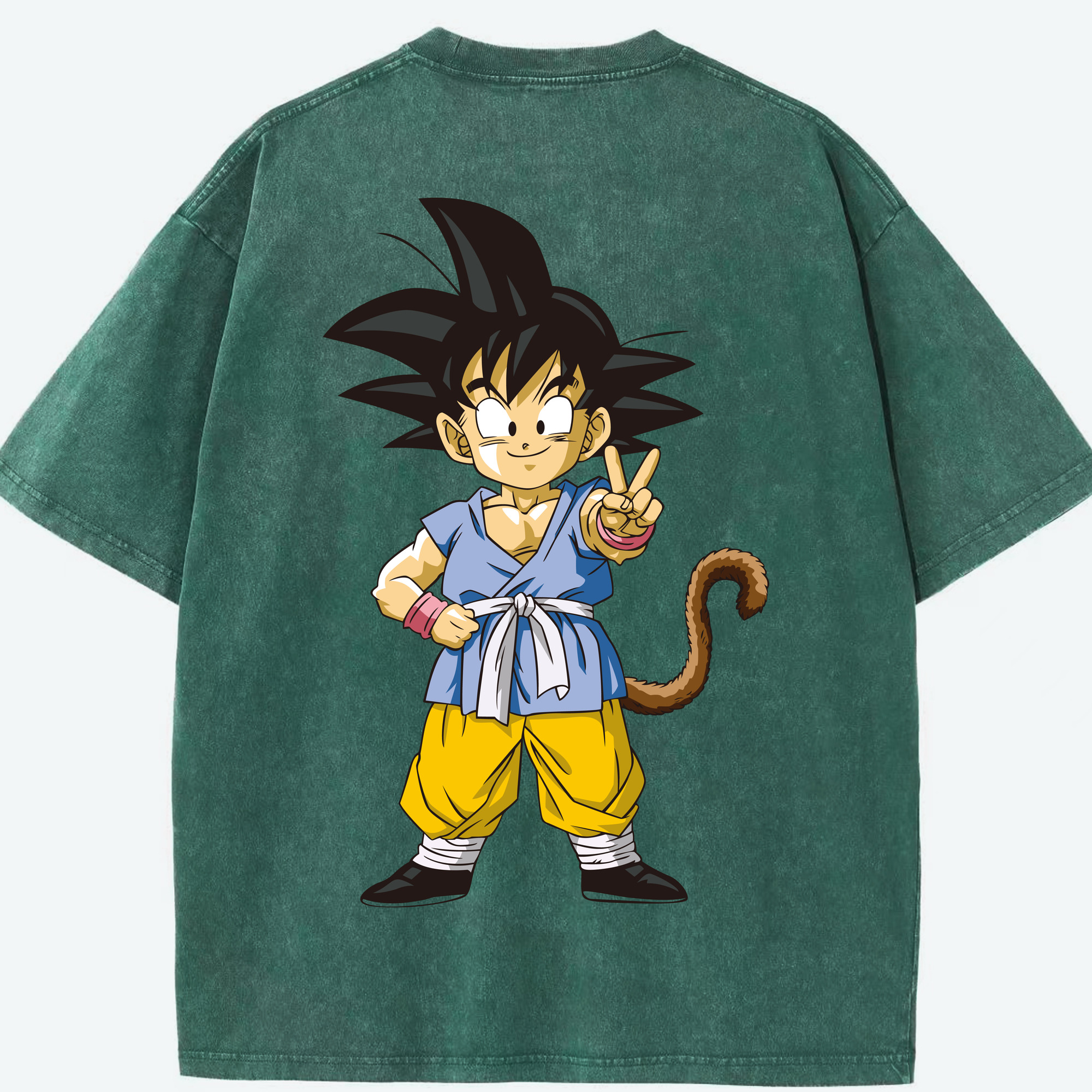 （画像用） ドラゴンボール 孫悟空（そん ごくう）Son Goku カカロット DRAGON BALL Kakarotto 綿100% ヴィンテージ風 半袖Tシャツ（背面プリント）